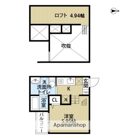 ATLAUS道徳(ワンルーム/2階)の間取り写真
