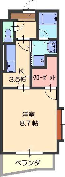 ハーモニー星崎(1K/2階)の間取り写真