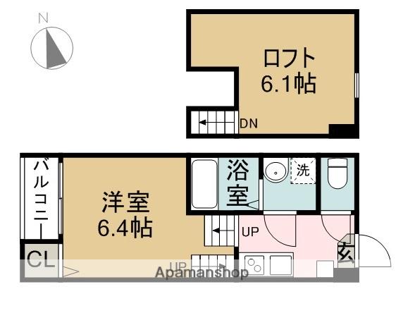 LE CIEL 六番町(1K/1階)の間取り写真