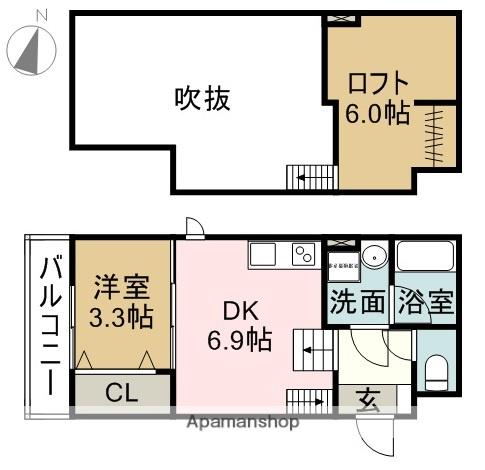 FAMILY STAGE道徳Ⅰ(1DK/1階)の間取り写真