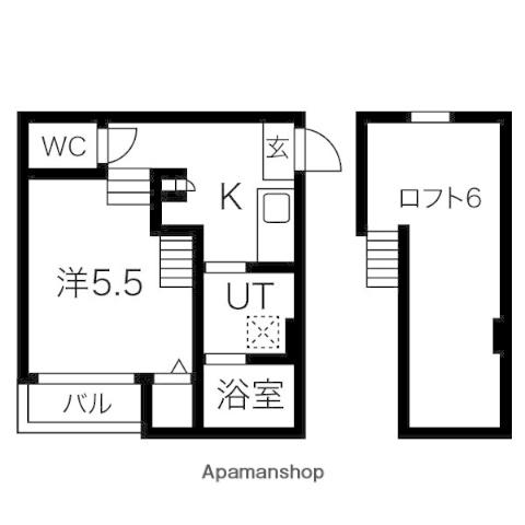 アークルミエール(1K/2階)の間取り写真