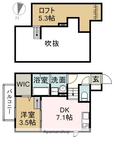 FAMILY STAGE道徳Ⅱ(1DK/1階)の間取り写真