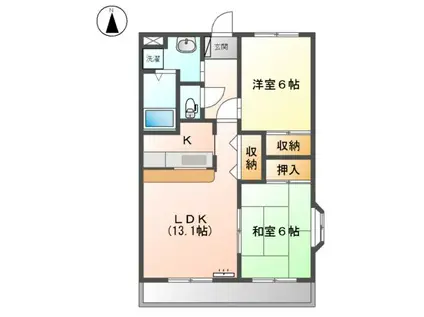 ノースフェザント(2LDK/3階)の間取り写真