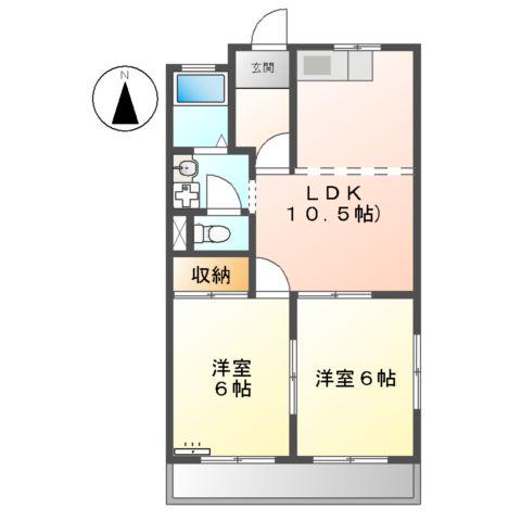 リバティーヒルズ(2LDK/3階)の間取り写真