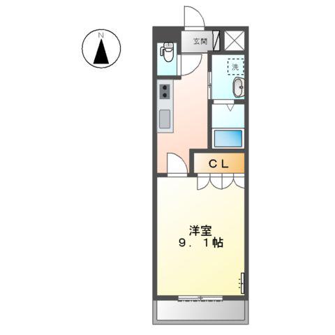 ルーエンハイム切戸(1K/2階)の間取り写真