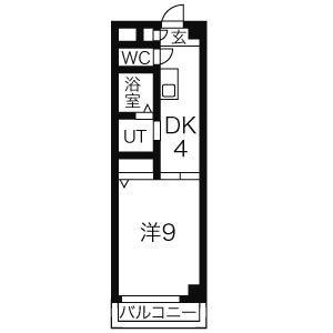 EXCEED(1DK/4階)の間取り写真