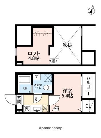 グラン エスポワール(1K/2階)の間取り写真