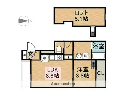 ル・ケレス八番町(1LDK/2階)の間取り写真