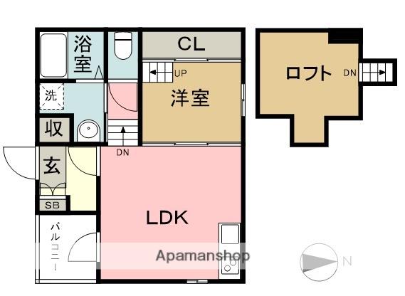 HS津金(1LDK/2階)の間取り写真