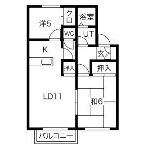 SERENE供米田(2LDK/1階)の間取り写真