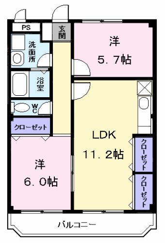 TSパレス(2LDK/1階)の間取り写真