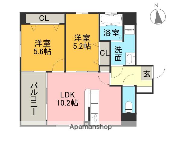 ライトクロト名港(2LDK/10階)の間取り写真