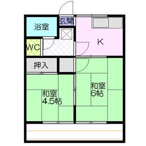 カーサ・ソレイユ(2K/1階)の間取り写真