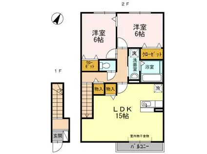 アイリ A棟(2LDK/2階)の間取り写真