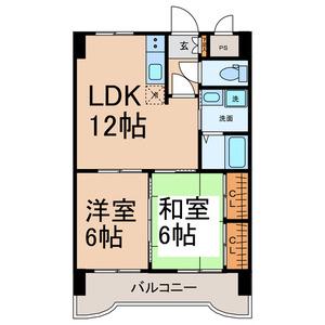 アネックス高畑(2LDK/3階)の間取り写真