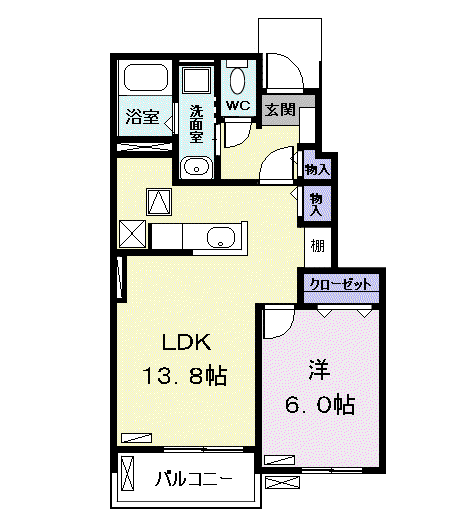 カサ カンパーナⅡ(1LDK/1階)の間取り写真