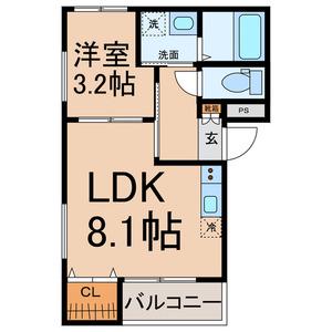 オウルージュ鶴里駅前(1LDK/1階)の間取り写真