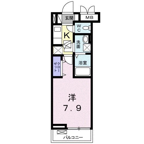 アヴァンティ(1K/1階)の間取り写真