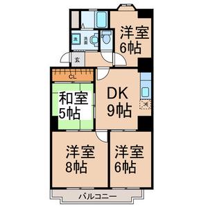 フロイデ小賀須(4DK/2階)の間取り写真