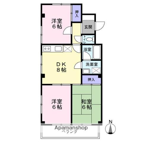 第二マルヤスハイツ(3DK/3階)の間取り写真