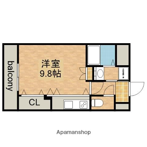 ON THE SPACE(ワンルーム/8階)の間取り写真