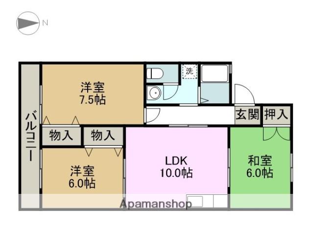 フラワーハイツ(3LDK/2階)の間取り写真