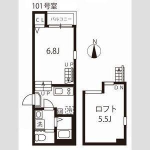 ハーモニーテラス野田Ⅲ(1K/1階)の間取り写真