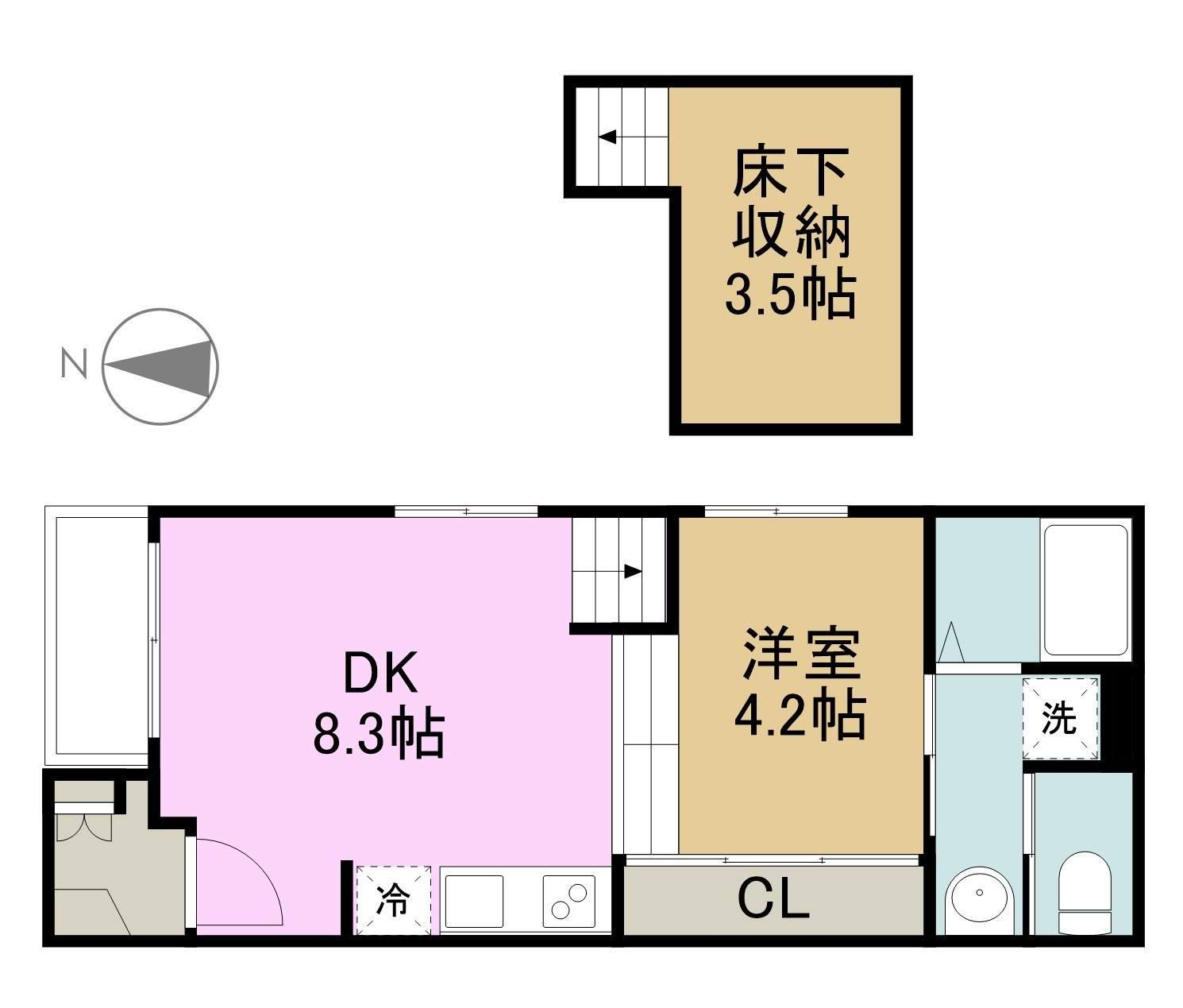 ハーモニーテラス四番Ⅳ(1DK/1階)の間取り写真