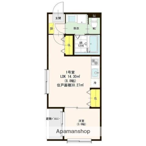 ハーモニーテラス六番Ⅰ(1LDK/2階)の間取り写真