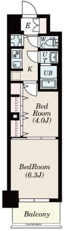 S-RESIDENCE六番町(2K/6階)の間取り写真