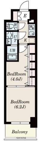S-RESIDENCE六番町(2K/2階)の間取り写真