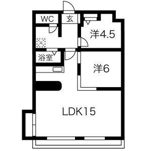Kスクエアサウス(1LDK/5階)の間取り写真