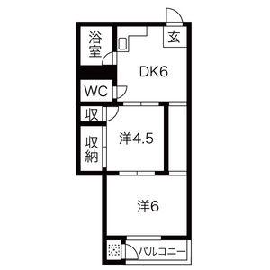 中源ビル(2DK/4階)の間取り写真