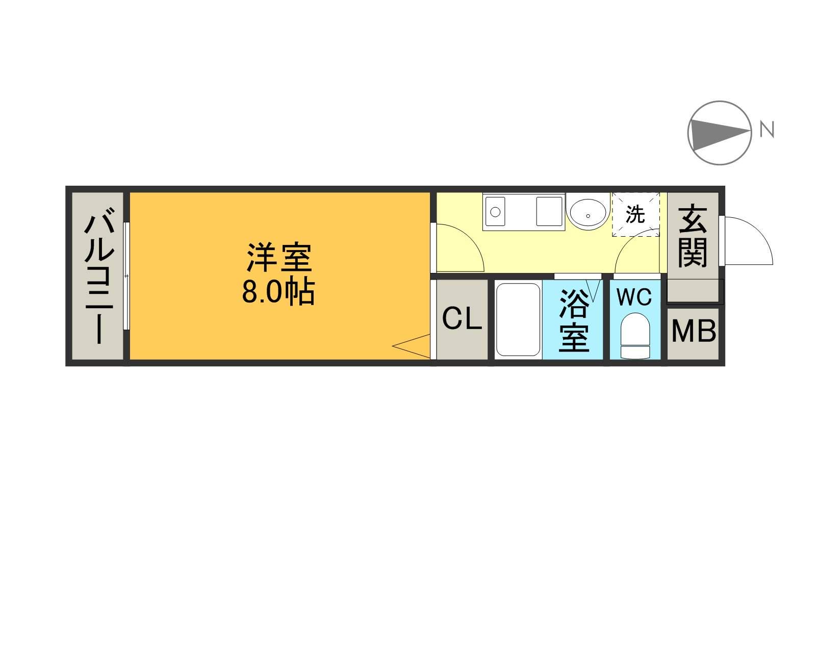 コンフォート幸(1K/2階)の間取り写真