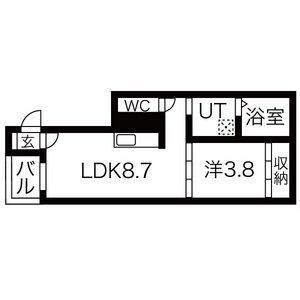 ハピネス呼続(1LDK/3階)の間取り写真