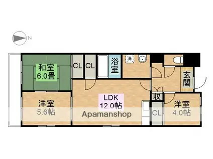 第2奥村マンション(3LDK/4階)の間取り写真