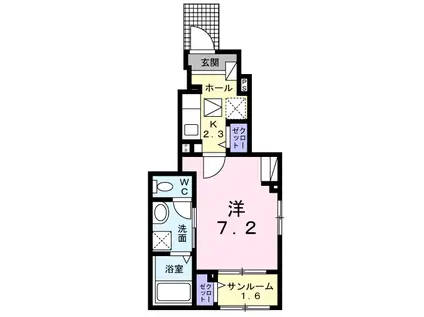 サンビオラ砂口(1K/1階)の間取り写真