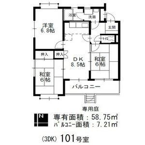 サンサーラキトー(3DK/1階)の間取り写真