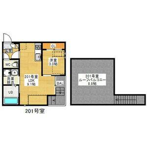 GRANDTIC CHRONOS(1LDK/2階)の間取り写真