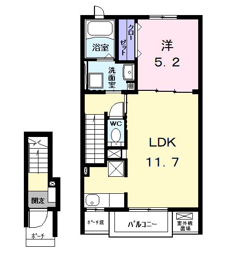 プリエール(1LDK/2階)の間取り写真