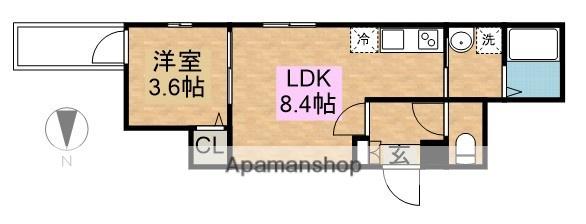 CHERIM築地口Ⅲ(1LDK/2階)の間取り写真