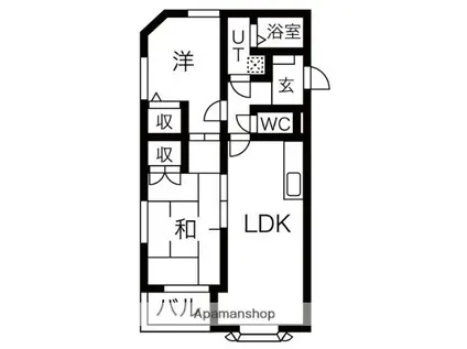 ランパート鳴子(2LDK/1階)の間取り写真