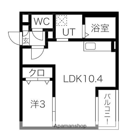 JACK KANSEI4(ワンルーム/1階)の間取り写真