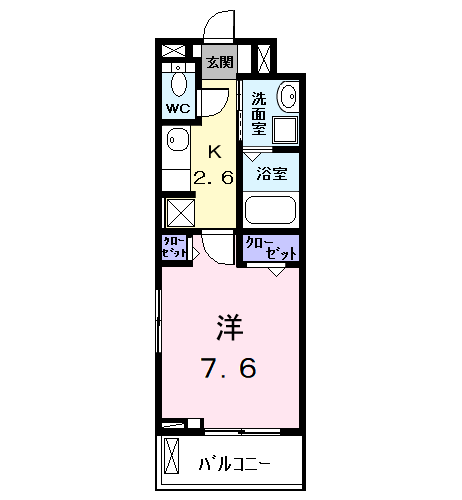 エスポワールⅡ(1K/2階)の間取り写真