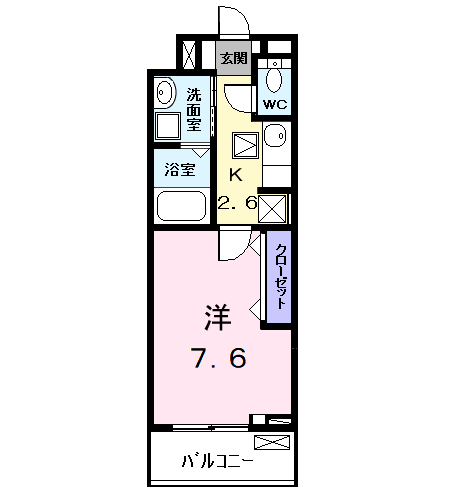 エスポワールⅡ(1K/1階)の間取り写真