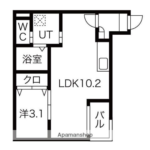 WARREN NAKASHIOTA4(1LDK/2階)の間取り写真