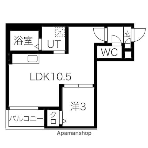 JACK KANSEIⅢ(1LDK/3階)の間取り写真