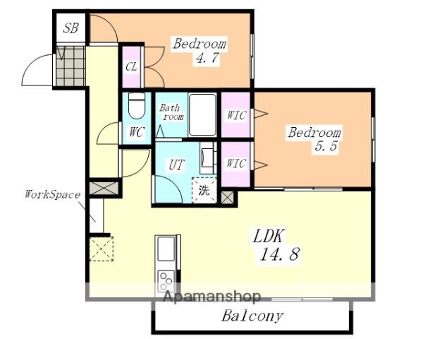 NOBLESSE ROKUBAN(2LDK/3階)の間取り写真