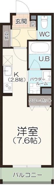 LUXTER柴田(1K/4階)の間取り写真