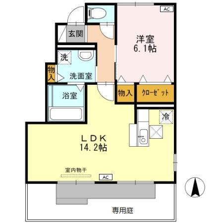 ソレアード5(1LDK/1階)の間取り写真